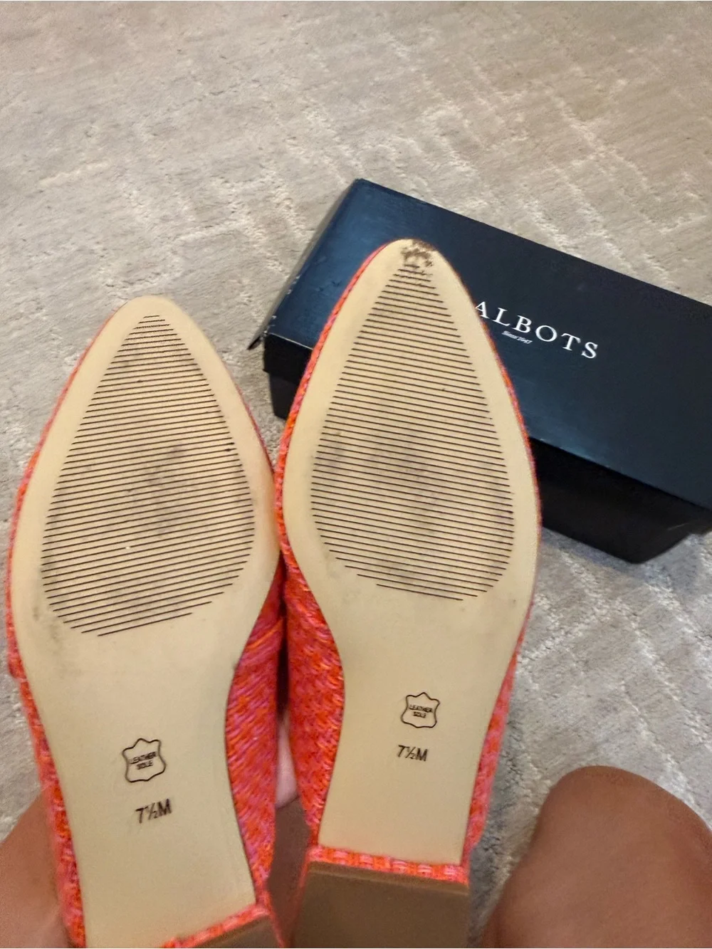 Talbots Orange and Pink Woven Mary Jane Mule